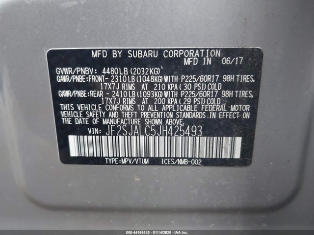 JF2SJALC5JH425493 Subaru Forester 2.5i Limited