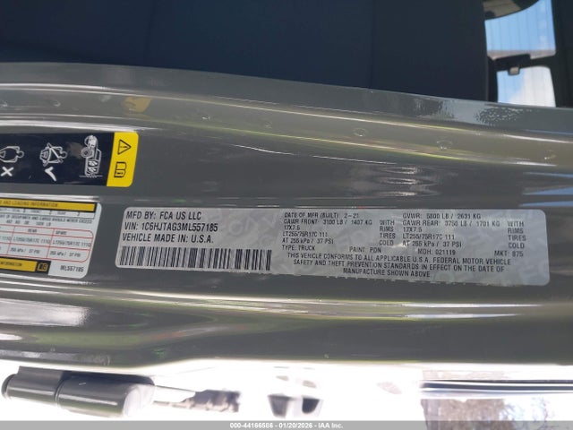 Jeep Gladiator Willys 4x4 2021 1C6HJTAG3ML557185 Image 9