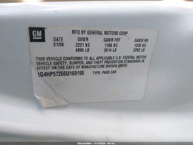 Продажа на аукционе авто 2006 Buick Lucerne Cx, vin: 1G4HP57266U169195, номер лота: 44166681
