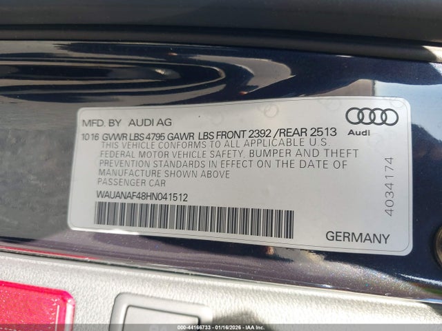 2017 AUDI A4 WAUANAF48HN041512 Photo 8