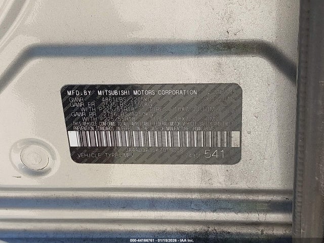 2019 MITSUBISHI OUTLANDER JA4AD3A35KZ019008 Photo 8