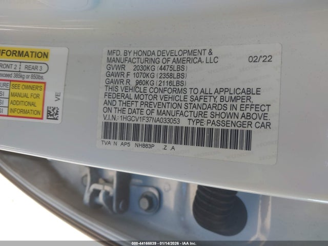 1HGCV1F37NA033053 Honda Accord Sport