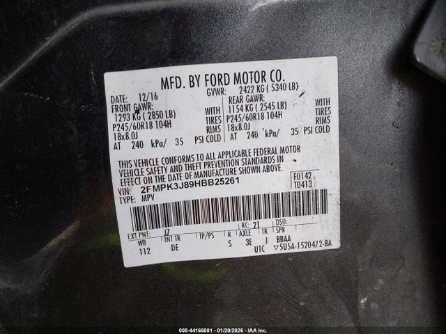 2FMPK3J89HBB25261 Ford EDGE SEL