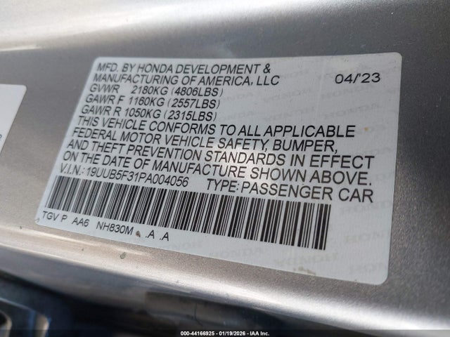 2023 Acura Tlx Standard მანქანა იყიდება აუქციონზე, vin: 19UUB5F31PA004056, აუქციონის ნომერი: 44166925