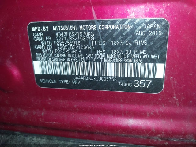 2020 MITSUBISHI OUTLANDER SPORT JA4AR3AUXLU005758 Photo 8