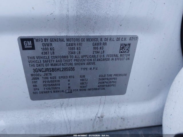 Chevrolet Trax Premier 2017 3GNCJRSB6HL285936 Image 9
