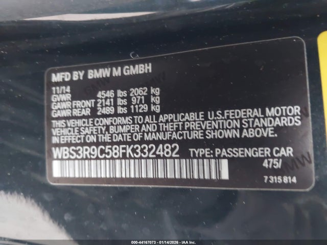 2015 BMW M4 WBS3R9C58FK332482 Photo 8