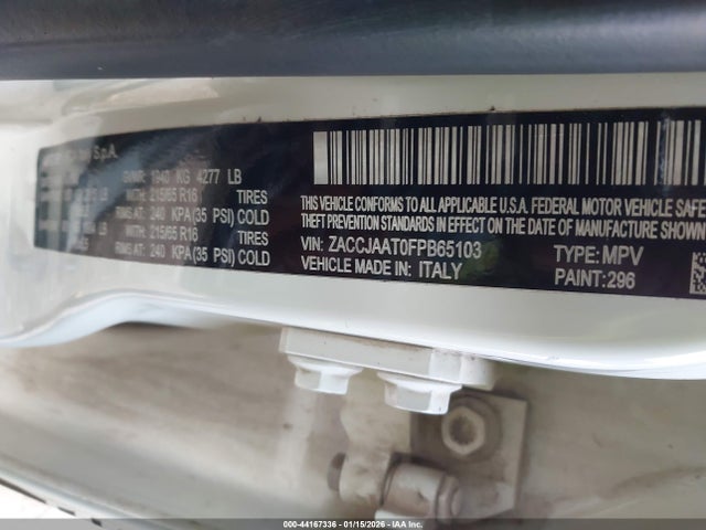 Aukcja sprzedaży 2015 Jeep Renegade Sport, vin: ZACCJAAT0FPB65103, numer aukcji: 44167336