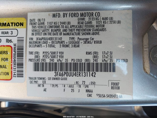 Ford Fusion Hybrid S 2014 3FA6P0UU4ER131142 Image 9