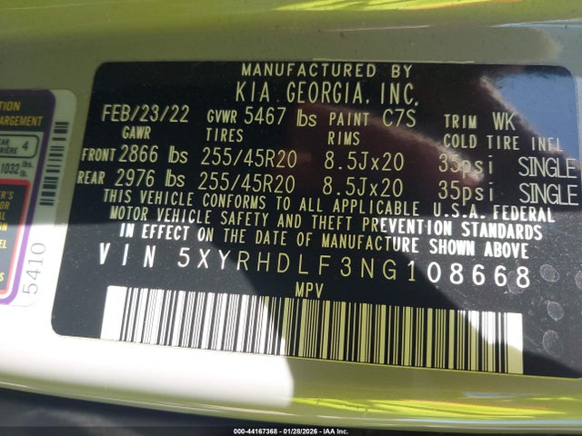 2022 KIA SORENTO 5XYRHDLF3NG108668 Photo 8