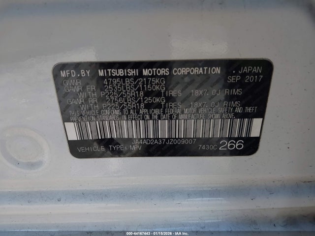 Mitsubishi Outlander Es 2018 JA4AD2A37JZ009007 Image 9