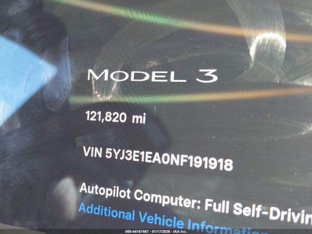 Aukcja sprzedaży 2022 Tesla Model 3, vin: 5YJ3E1EA0NF191918, numer aukcji: 44167467
