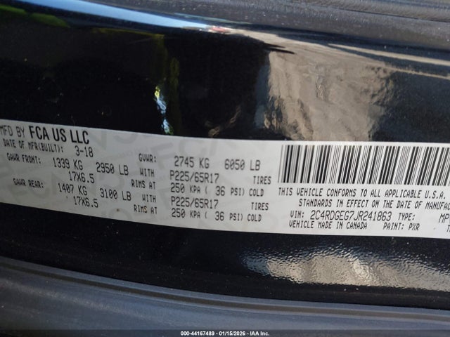 2C4RDGEG7JR241863 Dodge Grand Caravan Gt