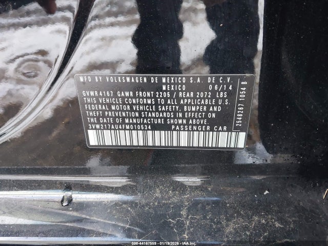 44167559 :رقم المزاد ، 3VW217AU4FM010534 vin ، 2015 Volkswagen Golf Tsi S 4-door مزاد بيع