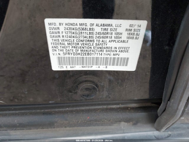 Продаж на аукціоні авто 2014 Acura Mdx, vin: 5FRYD3H22EB017114, номер лоту: 44167599