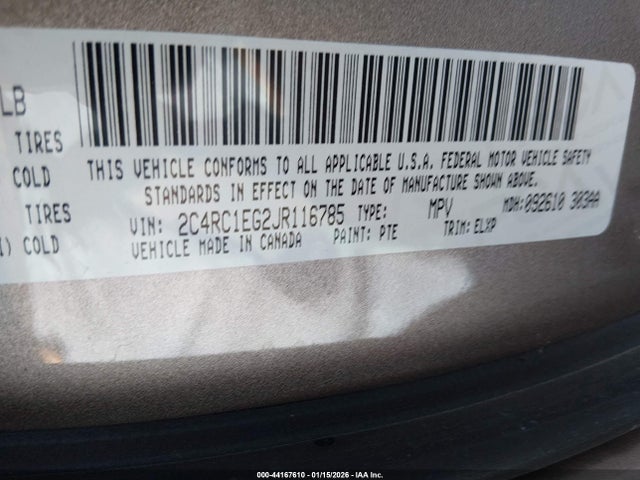 Продажа на аукционе авто 2018 Chrysler Pacifica Touring L Plus, vin: 2C4RC1EG2JR116785, номер лота: 44167610