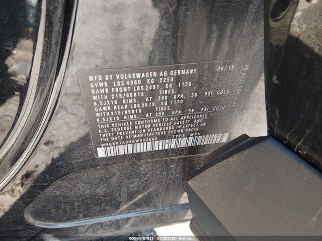 WVGBV7AXXGW003568 Volkswagen TIGUAN S