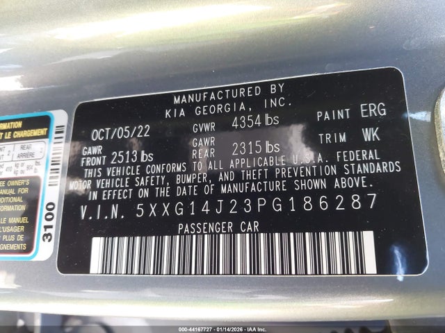 5XXG14J23PG186287 KIA K5 LXS