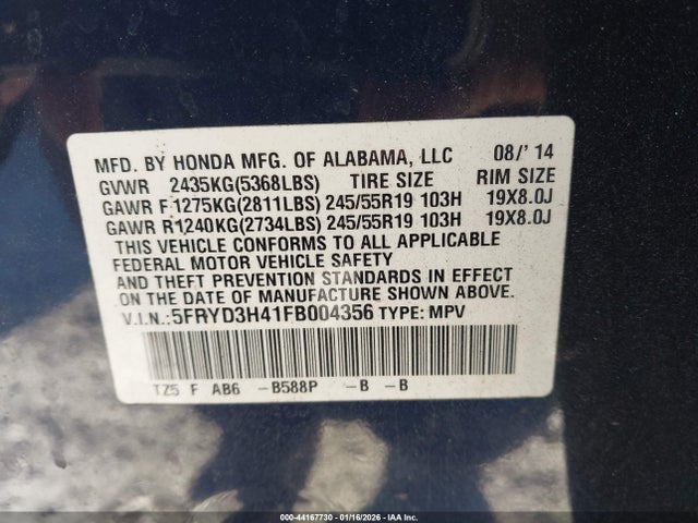2015 ACURA MDX 5FRYD3H41FB004356 Photo 8
