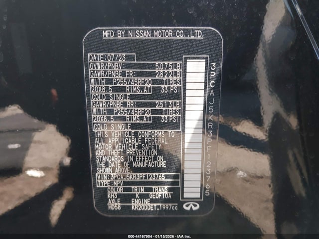 2023 Infiniti Qx55 Essential Awd მანქანა იყიდება აუქციონზე, vin: 3PCAJ5KR3PF123765, აუქციონის ნომერი: 44167904