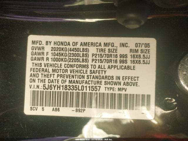 2005 HONDA ELEMENT 5J6YH18335L011557 Photo 8