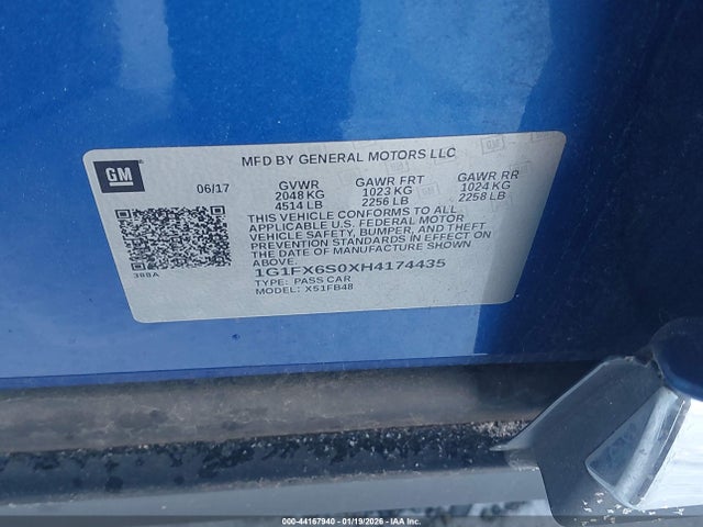 1G1FX6S0XH4174435 Chevrolet Bolt Ev Premier