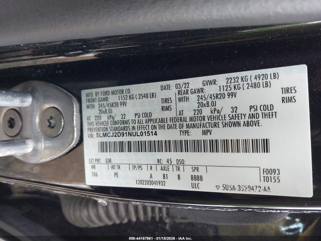 2022 LINCOLN CORSAIR 5LMCJ2D91NUL01514 Photo 8