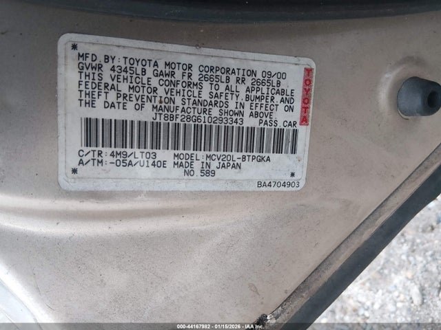 2001 LEXUS ES 300 JT8BF28G610293343 Photo 8