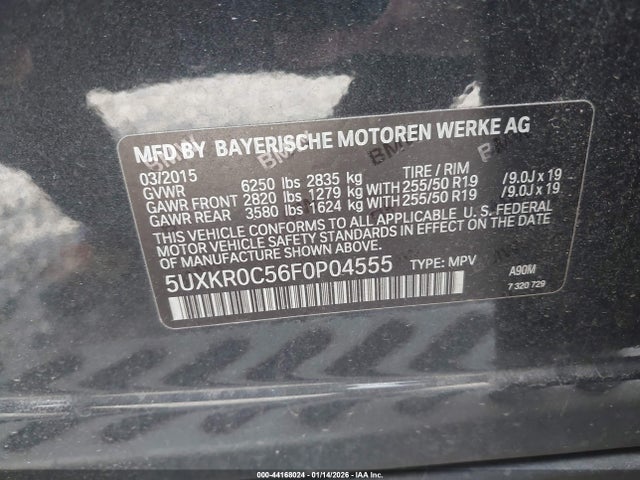 Aukcja sprzedaży 2015 Bmw X5 Xdrive35i, vin: 5UXKR0C56F0P04555, numer aukcji: 44168024