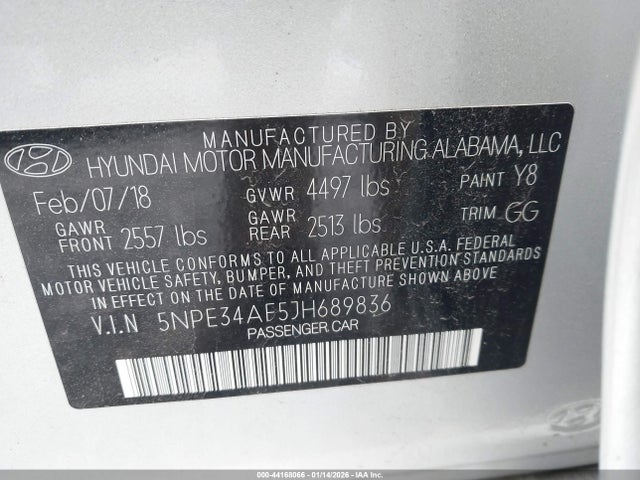 5NPE34AF5JH689836 Hyundai Sonata Limited