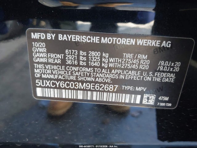 2021 BMW X6 5UXCY6C03M9E62687 Photo 8