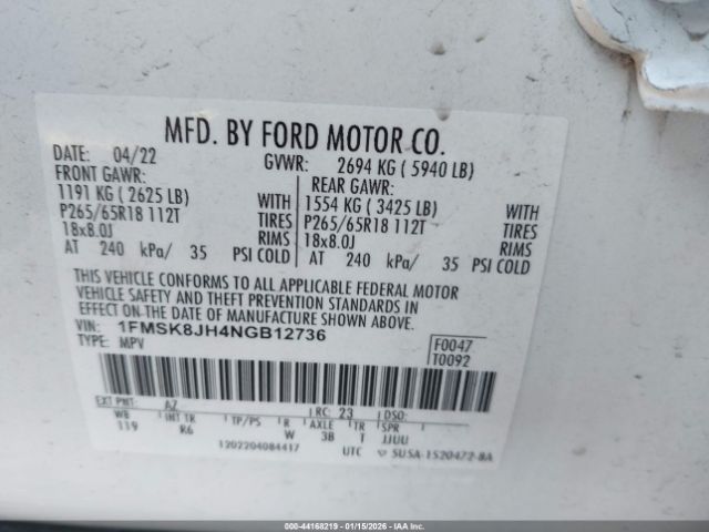 2022 FORD EXPLORER 1FMSK8JH4NGB12736 Photo 8