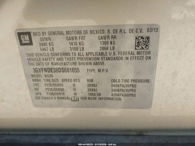 2013 CADILLAC SRX 3GYFNDE38DS601655 Photo 8