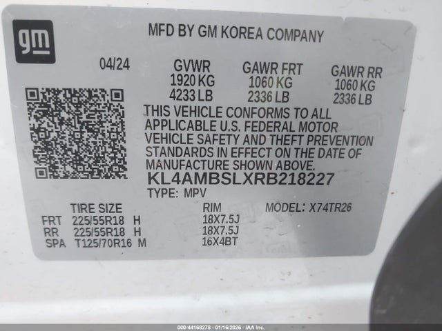 Aukcja sprzedaży 2024 Buick Encore Gx Preferred Fwd, vin: KL4AMBSLXRB218227, numer aukcji: 44168278