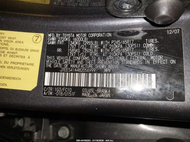 2008 TOYOTA HIGHLANDER JTEES41A482056999 Photo 8