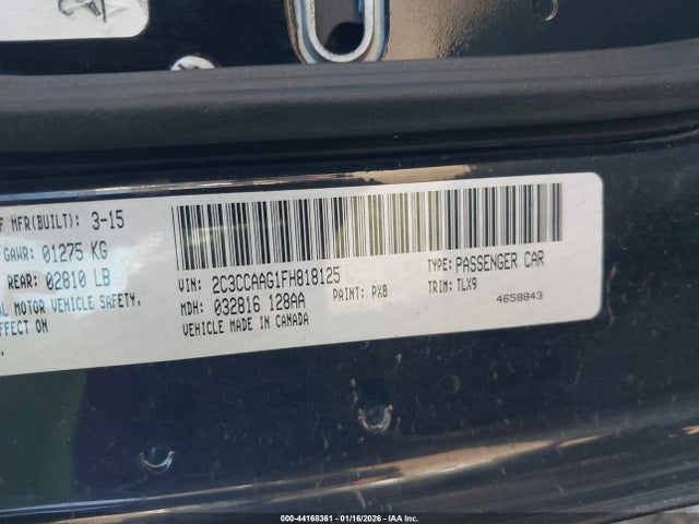 2015 Chrysler 300 Limited მანქანა იყიდება აუქციონზე, vin: 2C3CCAAG1FH818125, აუქციონის ნომერი: 44168361