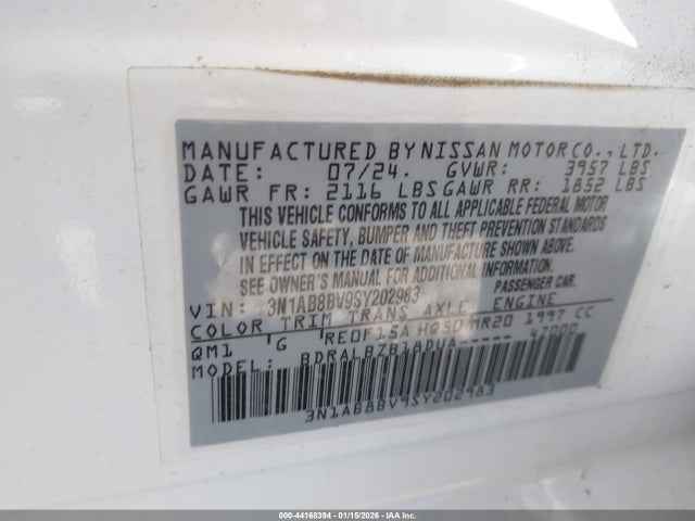 3N1AB8BV9SY202983 Nissan SENTRA S