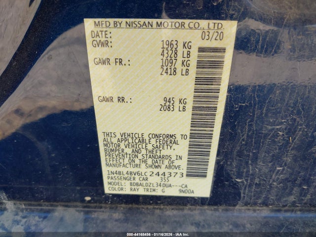 1N4BL4BV6LC244373 Nissan Altima S Fwd