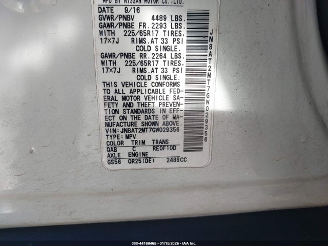Nissan ROGUE SV 2016 JN8AT2MT7GW029356 Image 9