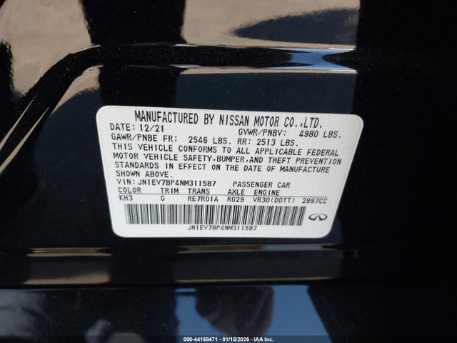 JN1EV7BP4NM311587 Infiniti Q50 LUXE