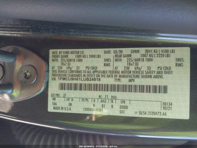 2020 FORD ESCAPE 1FMCU9H61LUB24818 Photo 8