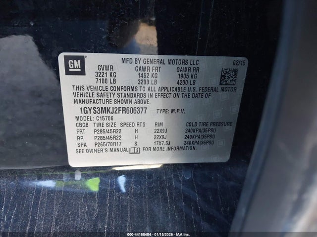 2015 CADILLAC ESCALADE 1GYS3MKJ2FR606377 Photo 8