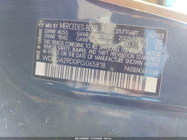 1993 MERCEDES-BENZ 190 WDBDA29D0PG065818 Photo 8