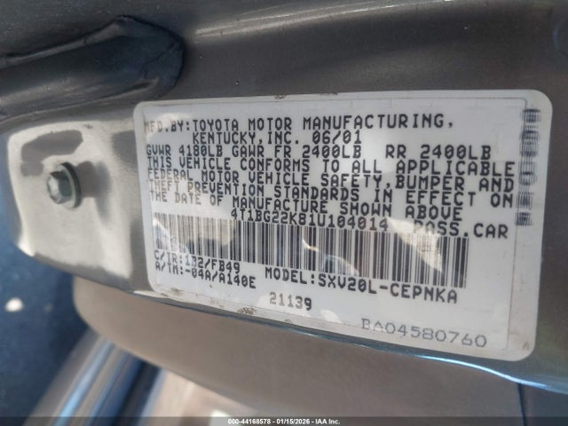 2001 TOYOTA CAMRY 4T1BG22K81U104014 Photo 8