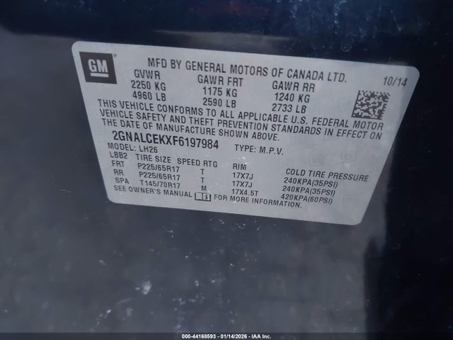 2GNALCEKXF6197984 Chevrolet Equinox 2lt