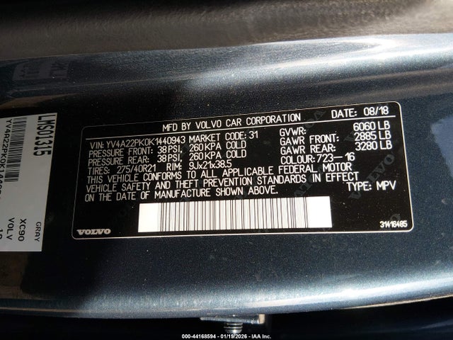 YV4A22PK0K1440943 Volvo Xc90 T6 Momentum