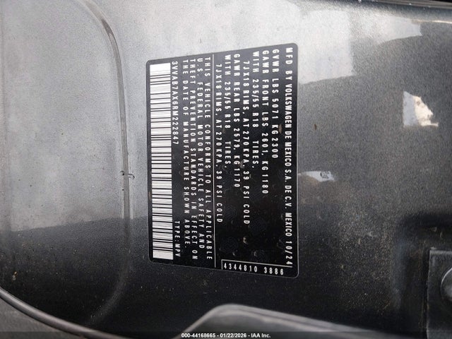 44168665 :رقم المزاد ، 3VVAB7AX6RM222847 vin ، 2024 Volkswagen Tiguan 2.0t Wolfsburg Edition مزاد بيع