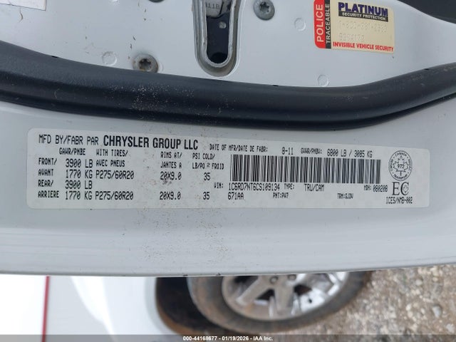 44168677 :رقم المزاد ، 1C6RD7NT6CS109134 vin ، 2012 Ram 1500 Laramie مزاد بيع
