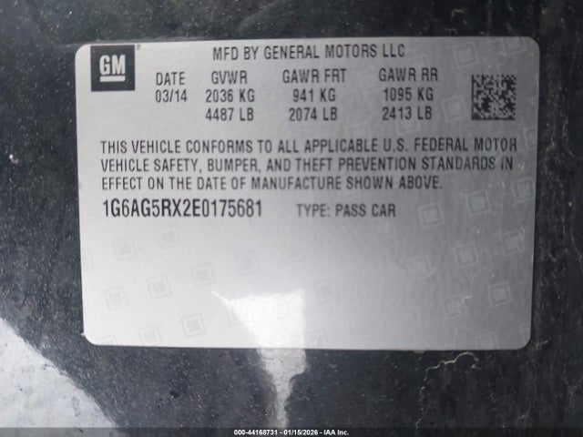Продаж на аукціоні авто 2014 Cadillac Ats Standard, vin: 1G6AG5RX2E0175681, номер лоту: 44168731