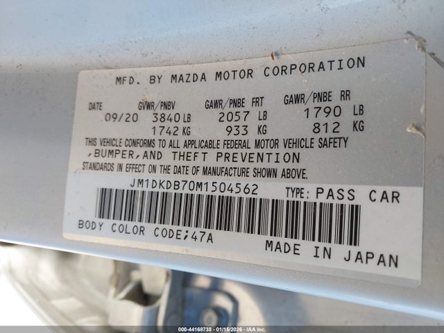 Продаж на аукціоні авто 2021 Mazda Cx-3 Sport, vin: JM1DKDB70M1504562, номер лоту: 44168738